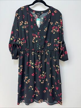 Mix by 41 Hawthorn Claira Black Floral Tie-Waist Dress
